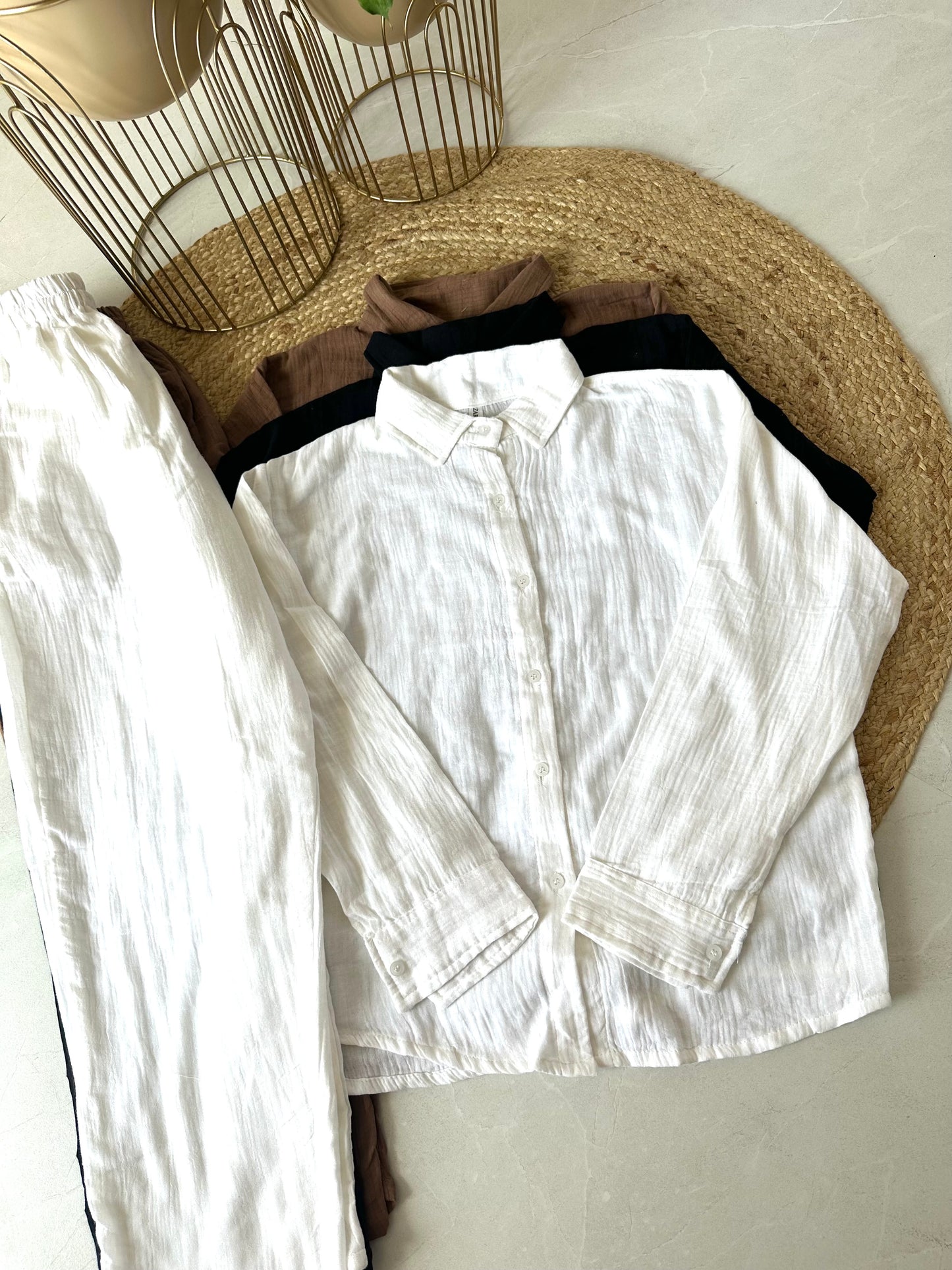 W005 - Mul mul cotton Crinkled coord set in 5 colours
