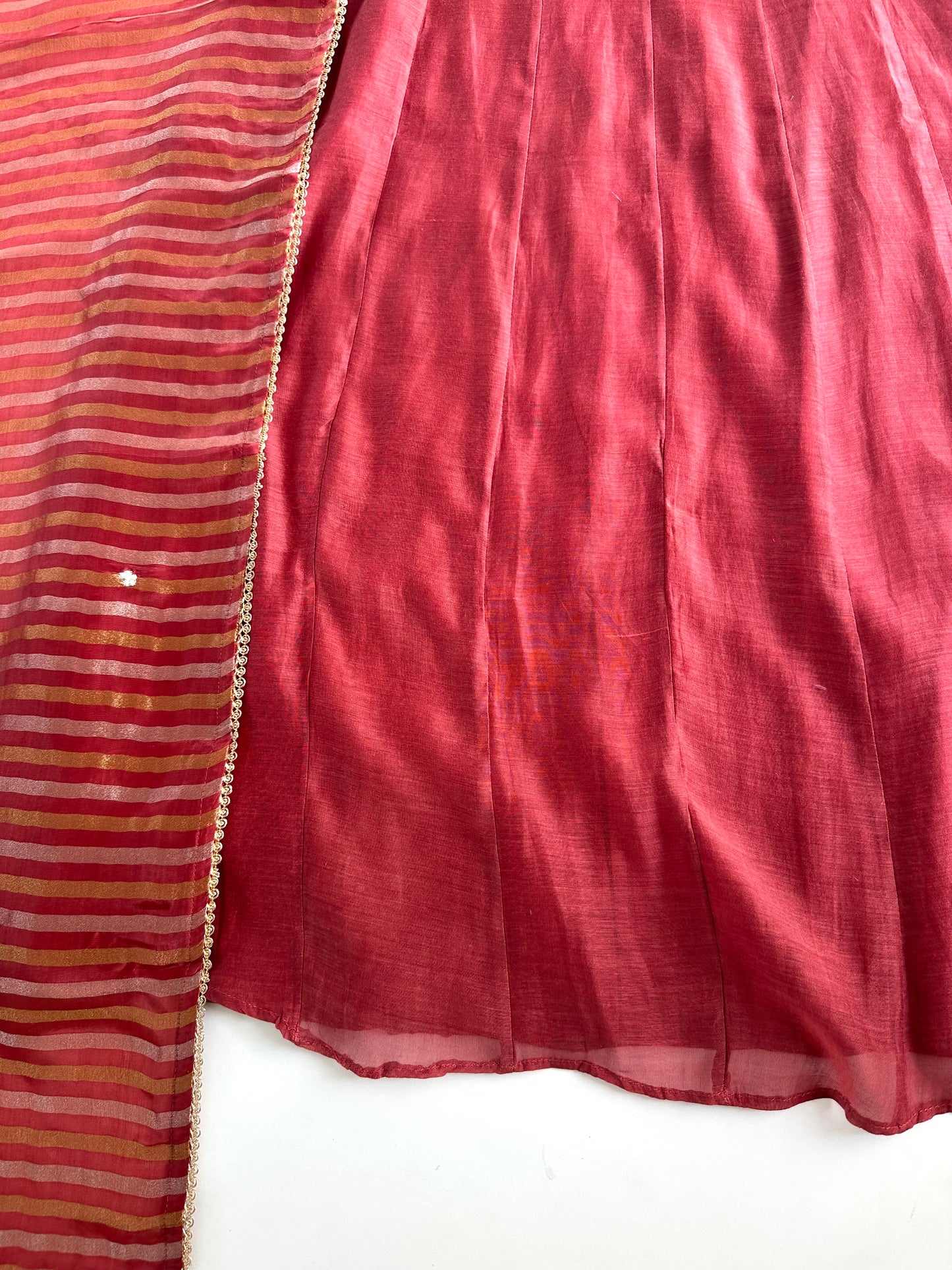 K037 - Mul Chanderi handwork Anarkali with pants and dupatta