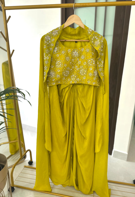 K123 - Chinnon Handwork Cape, crop top and skirt