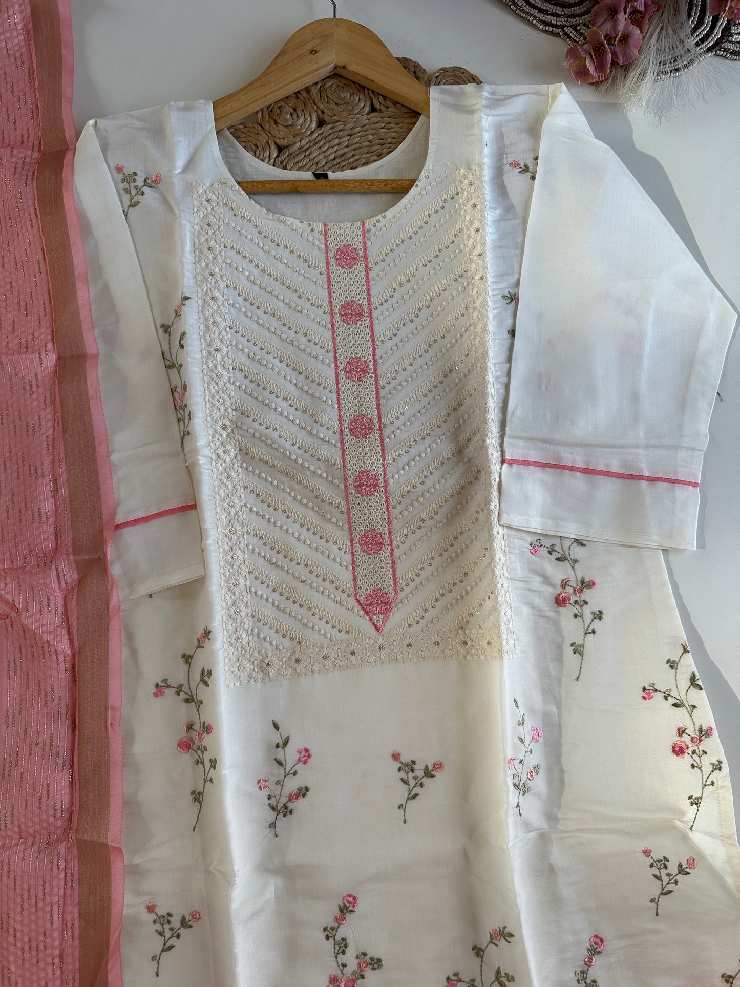 D350 - Roman silk straight kurti with pants and dupatta