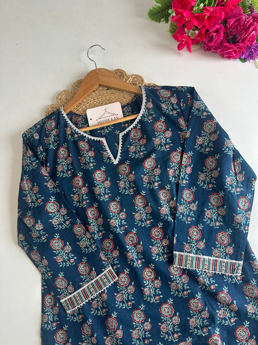 D727-Cotton straight Kurti with pants