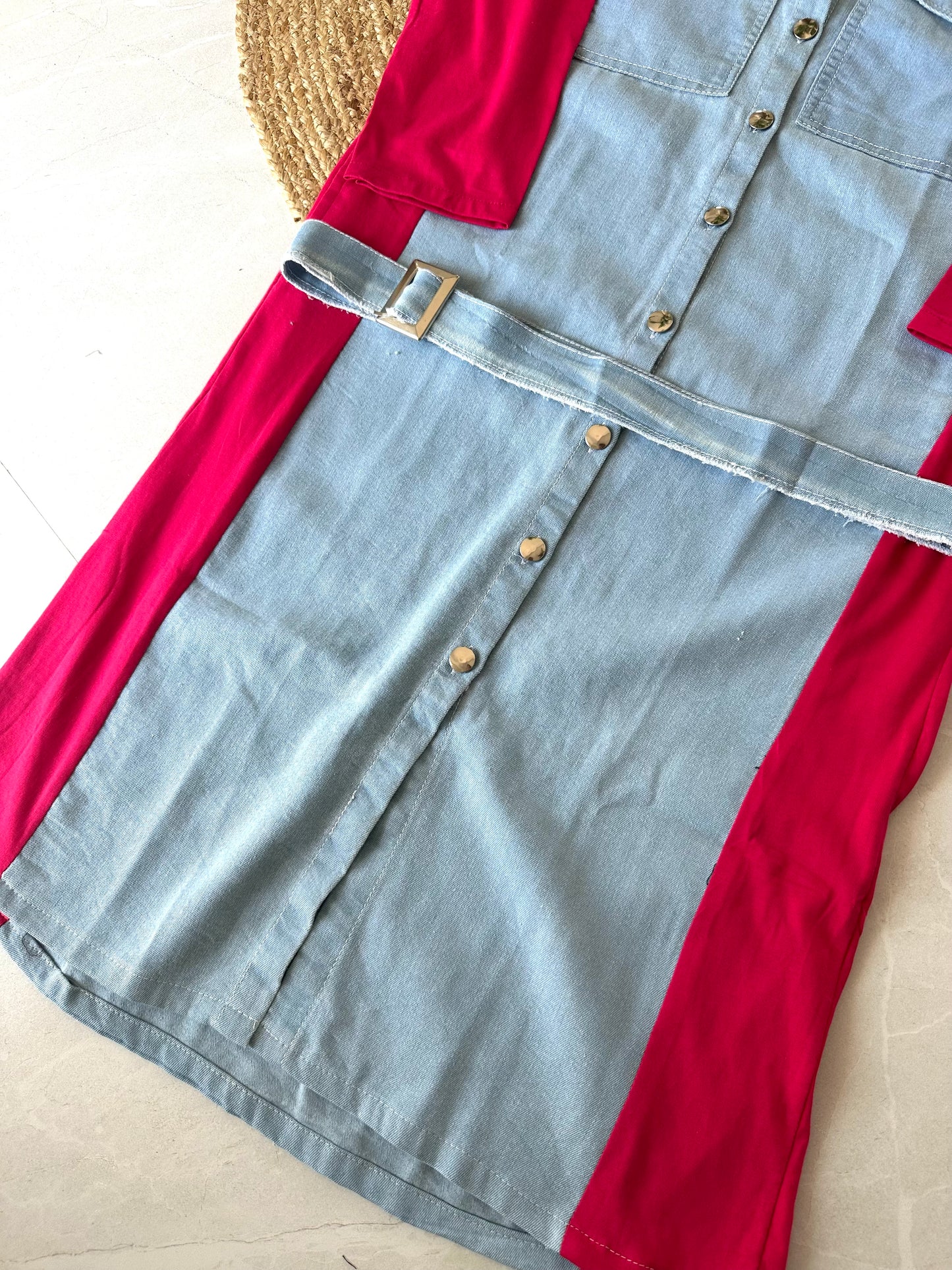 W009 - Denim Shirt Dress with belt in 2 colours