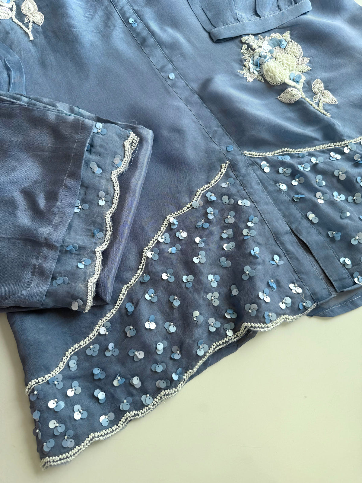 K247 - Pure viscose organza handwork coord set