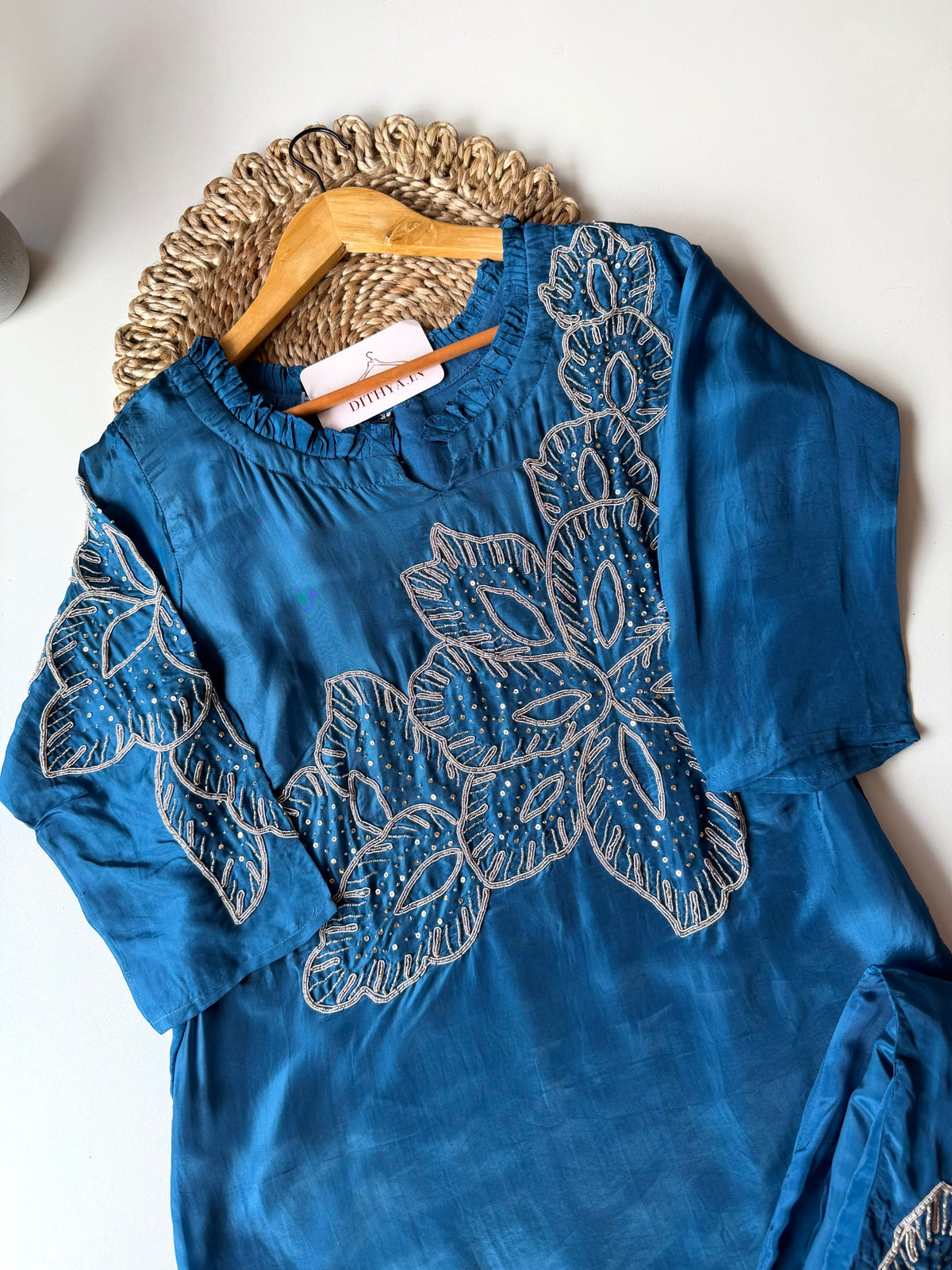 K531 - Pure crape handwork coord set in 2 colours