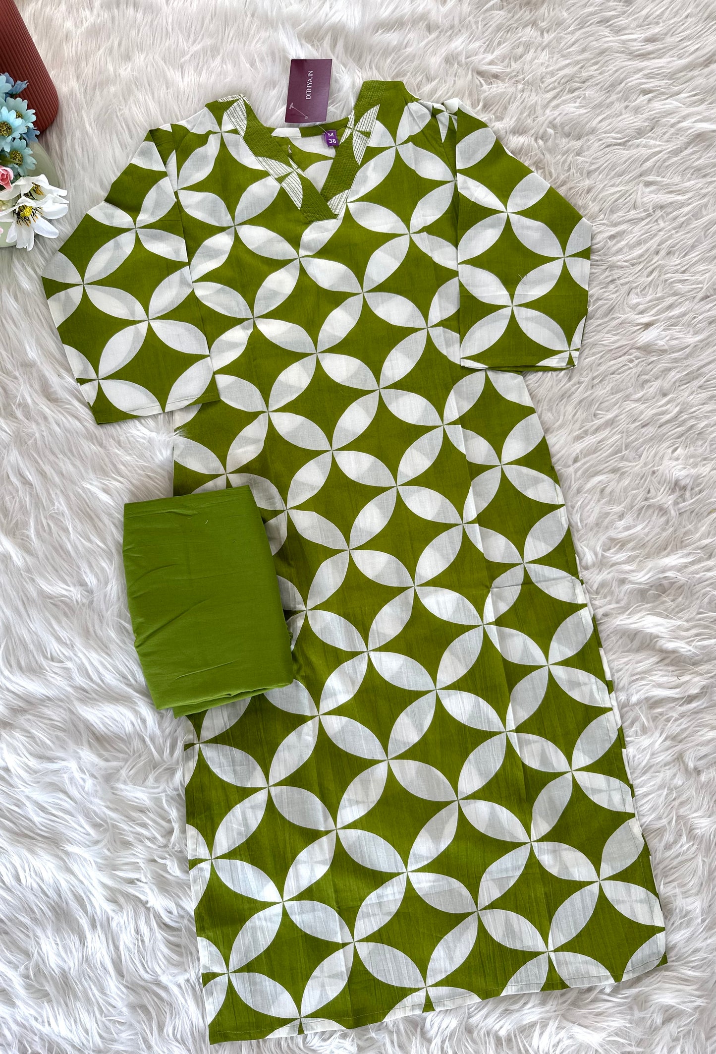 K229 - Cotton printed Kurti with pants in 3 colours