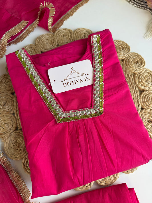 K272 - Roman silk Anarkali with pants and dupatta