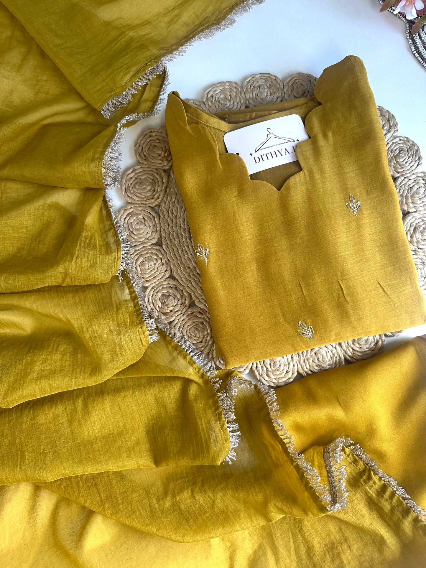 K430 - Mul Chanderi handwork Anarkali with pants and dupatta in 2 colours