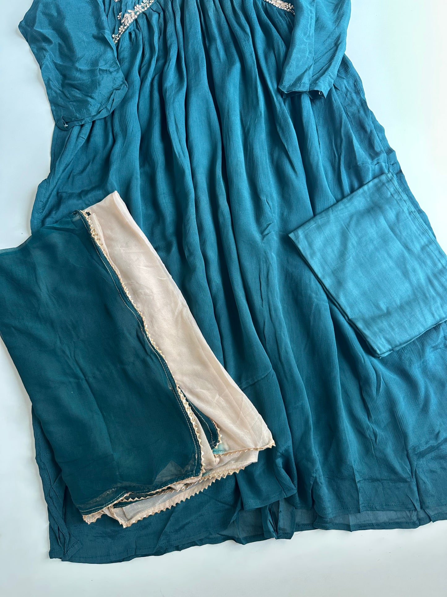 D185 - Chinnon Alia cut Anarkali with pants and dupatta