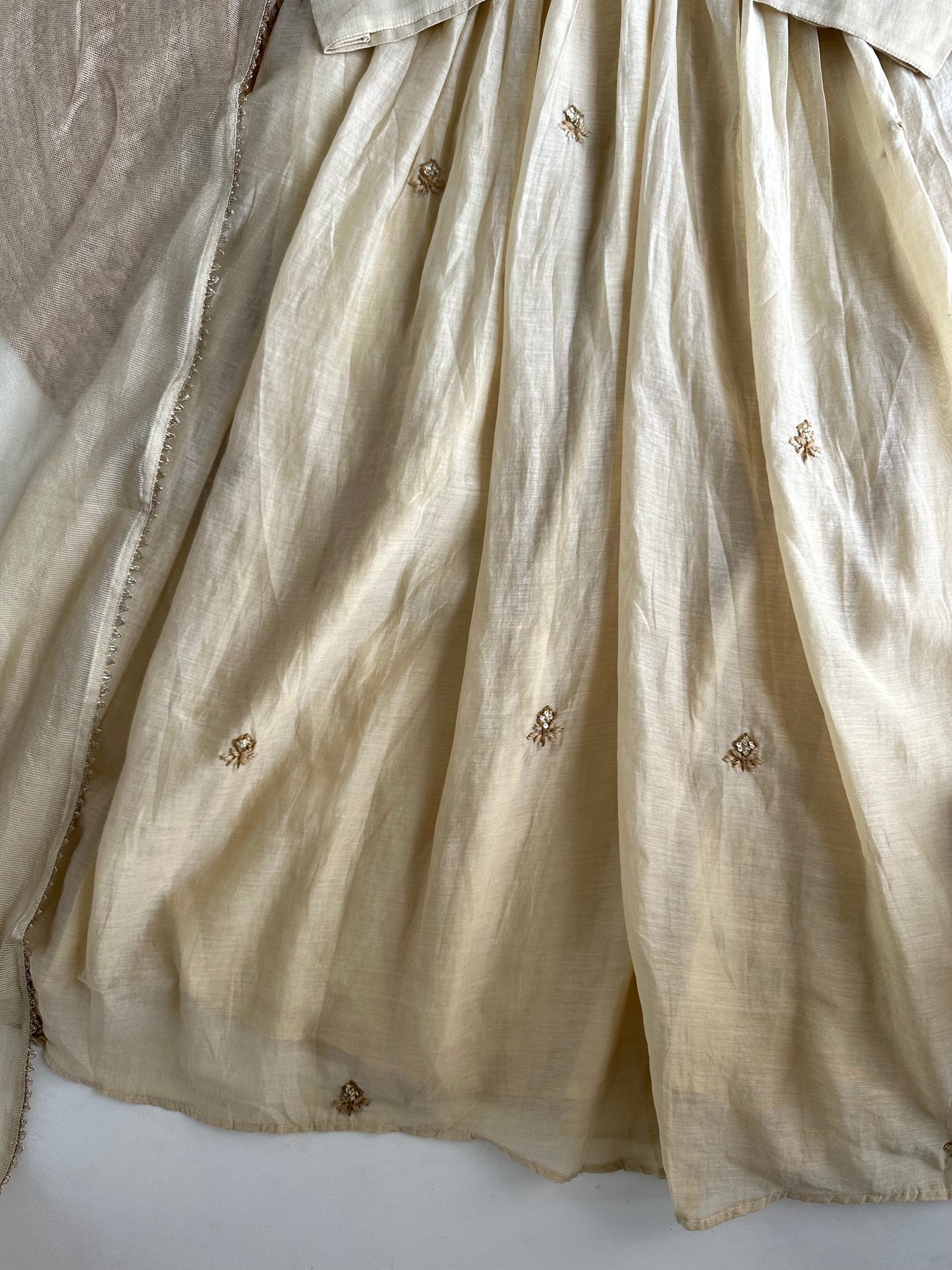 K120 - Mul Chanderi Handwork Anarkali with pants and dupatta