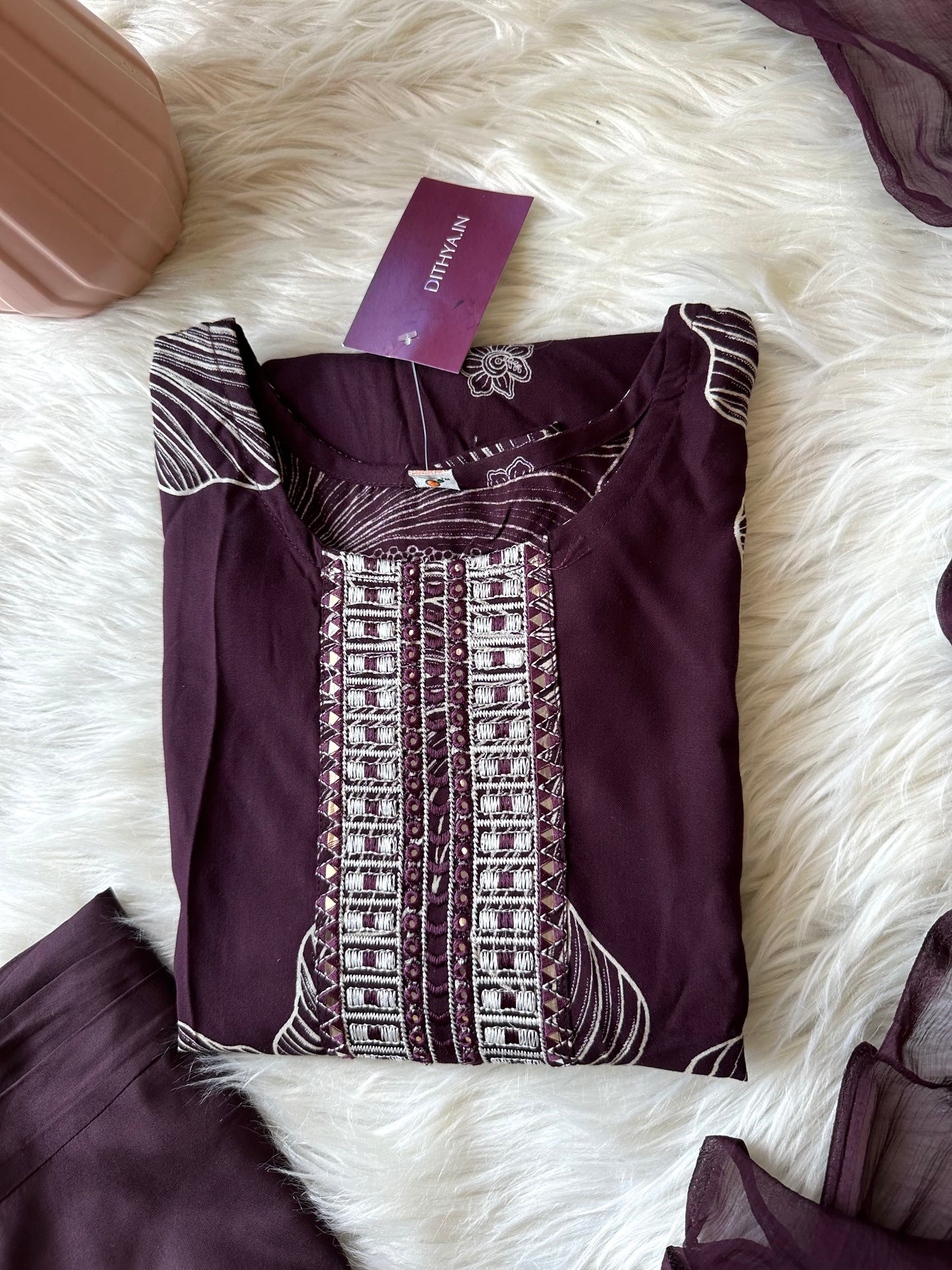 K215 - Rayon cotton floral straight Kurti with pants and dupatta