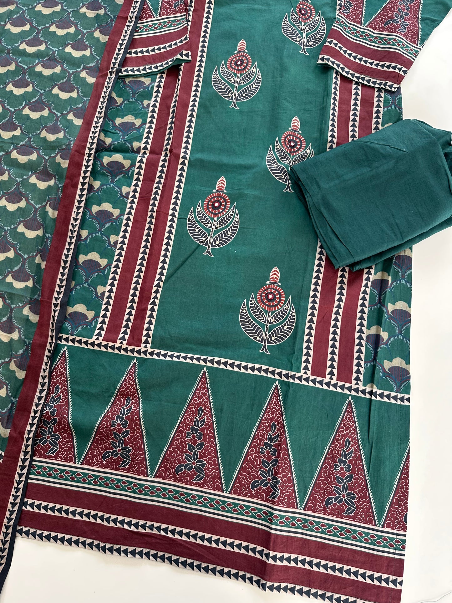 K141 - Cotton straight Kurti with pants and dupatta
