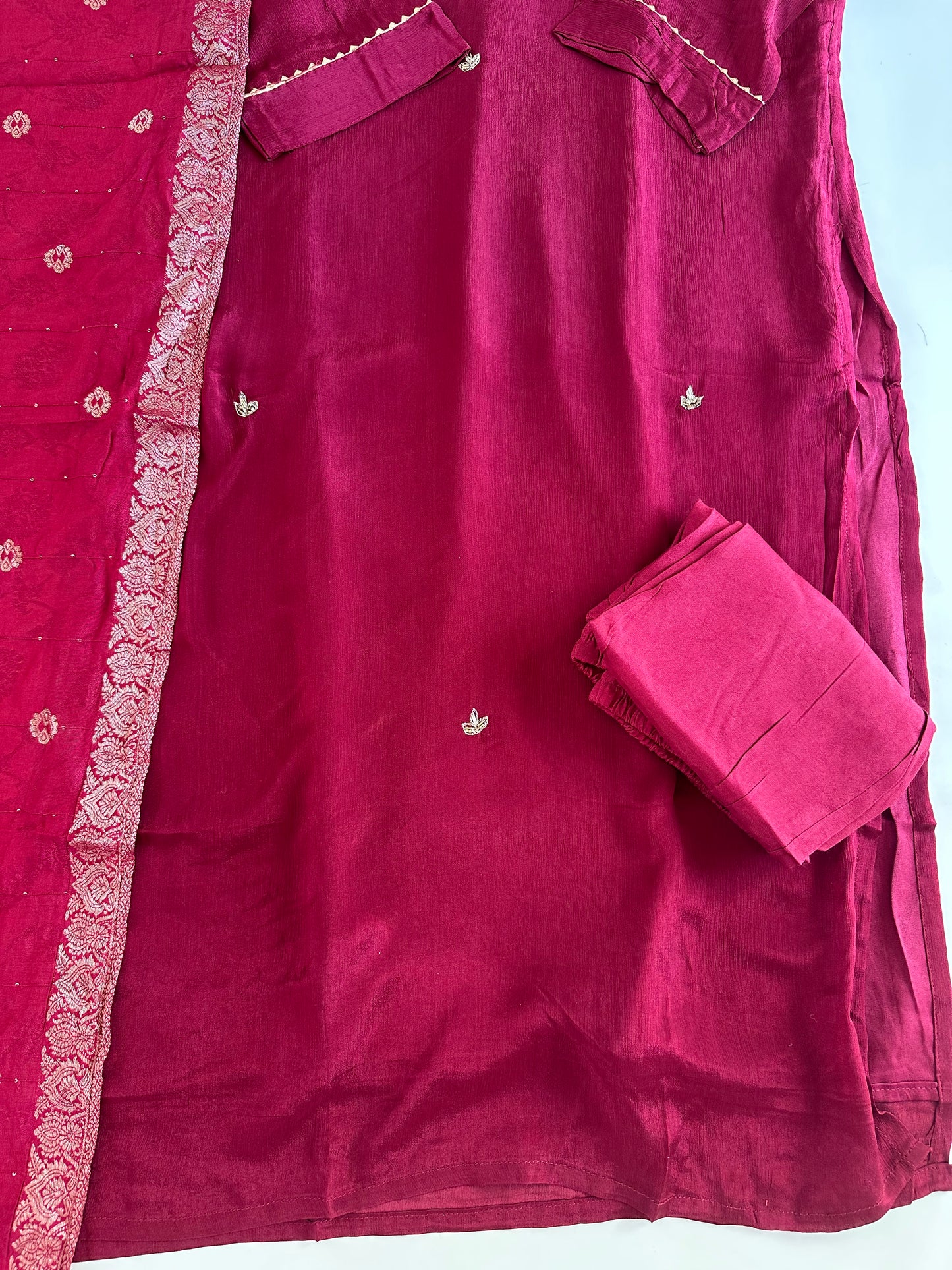 D355 - Roman silk straight kurti with pants and dupatta