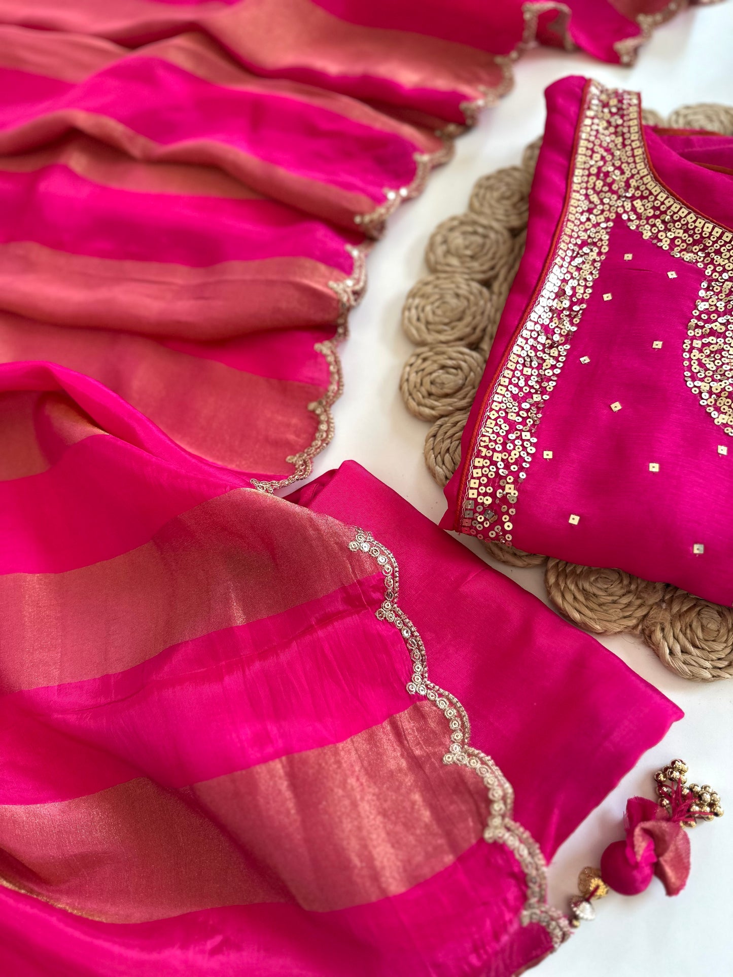 K141 - Russian silk sequins work Aline Kurti with pants and dupatta