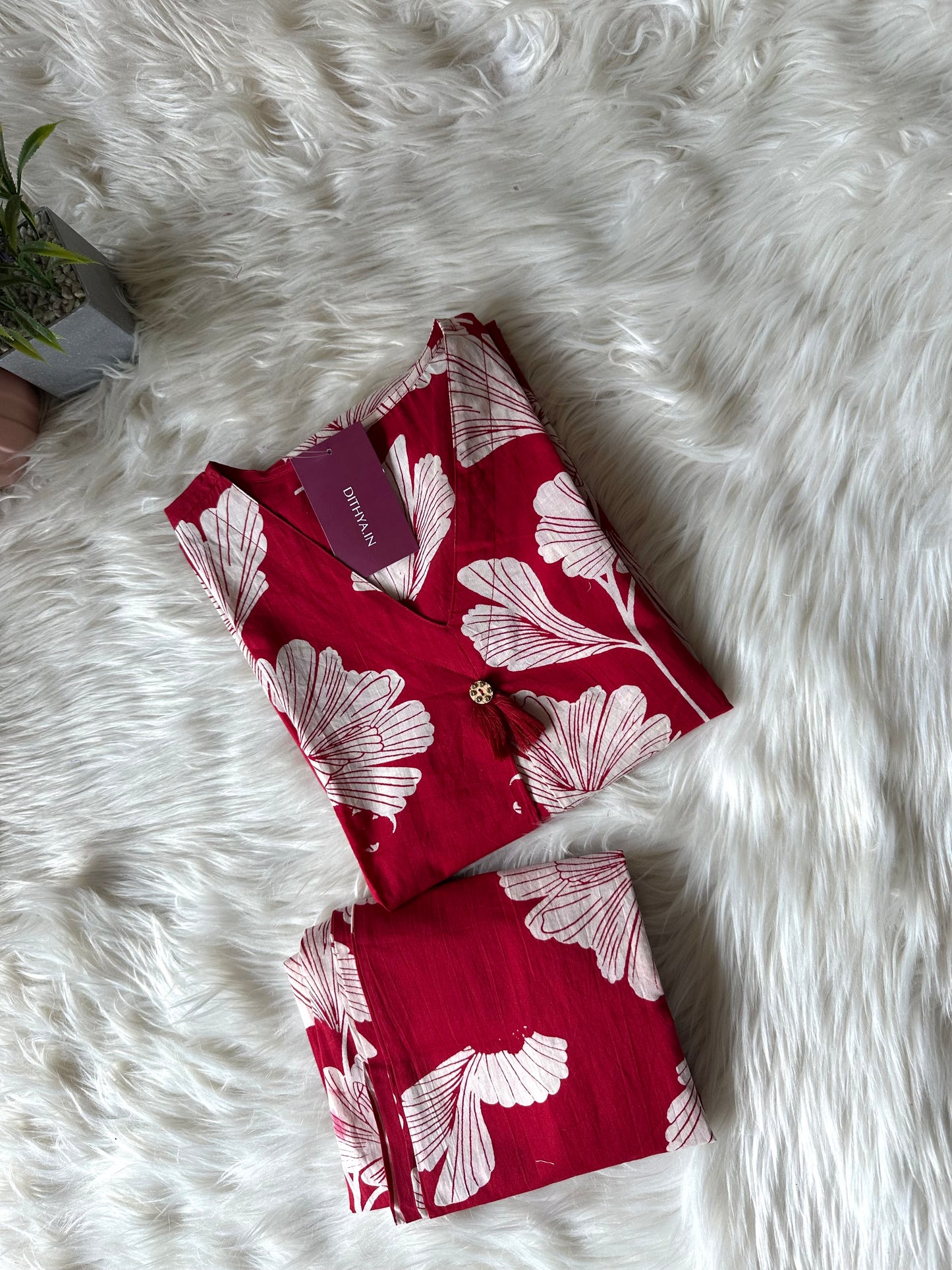 K232 - Cotton printed Aline Kurti with pants