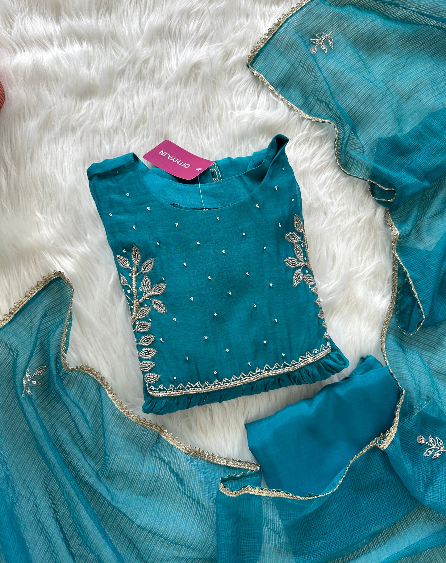 K016 - Mul Chanderi zardosi Anarkali with pants and dupatta