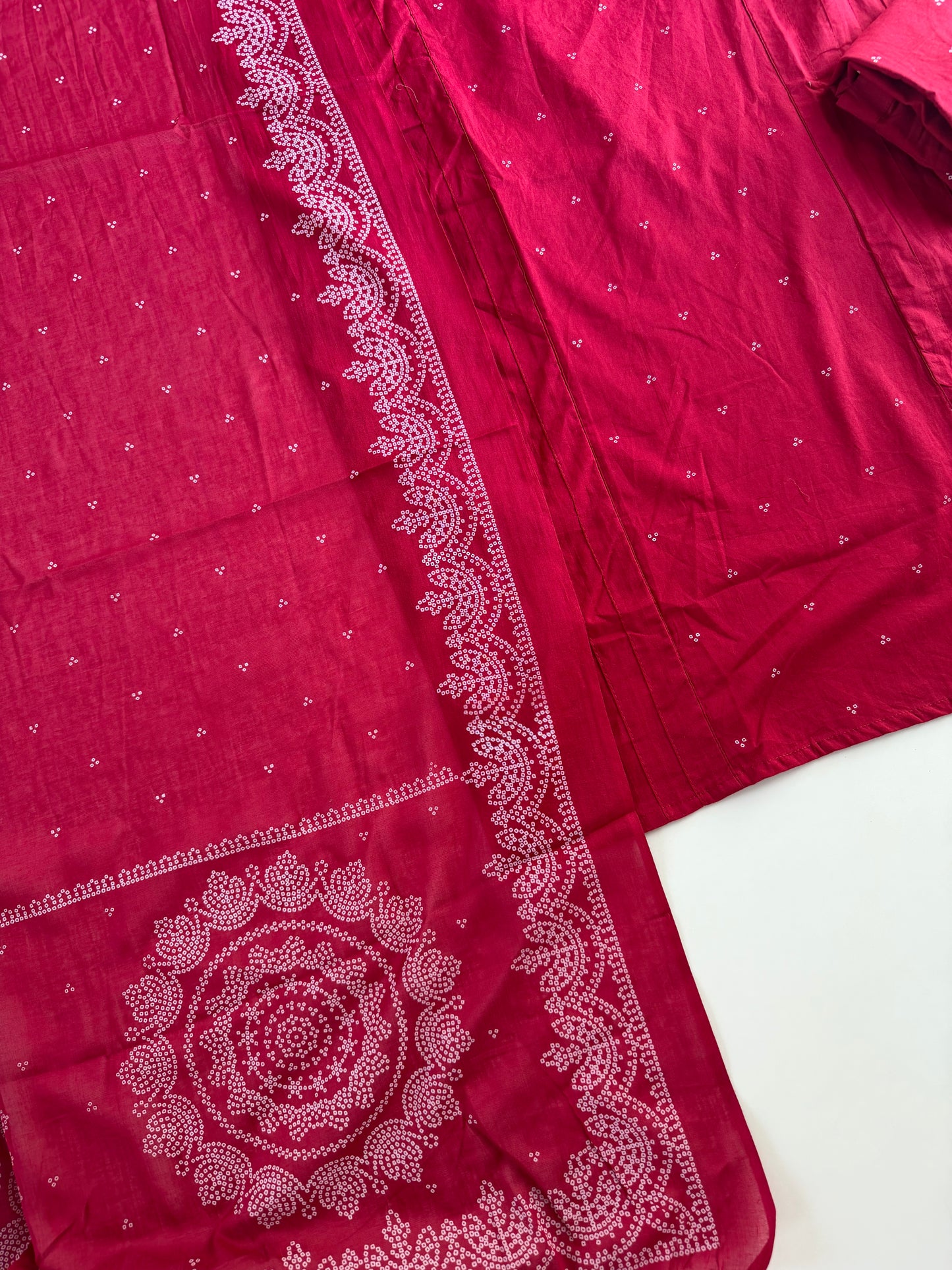 K711 - Mul cotton embroidered straight Kurti with pants and dupatta