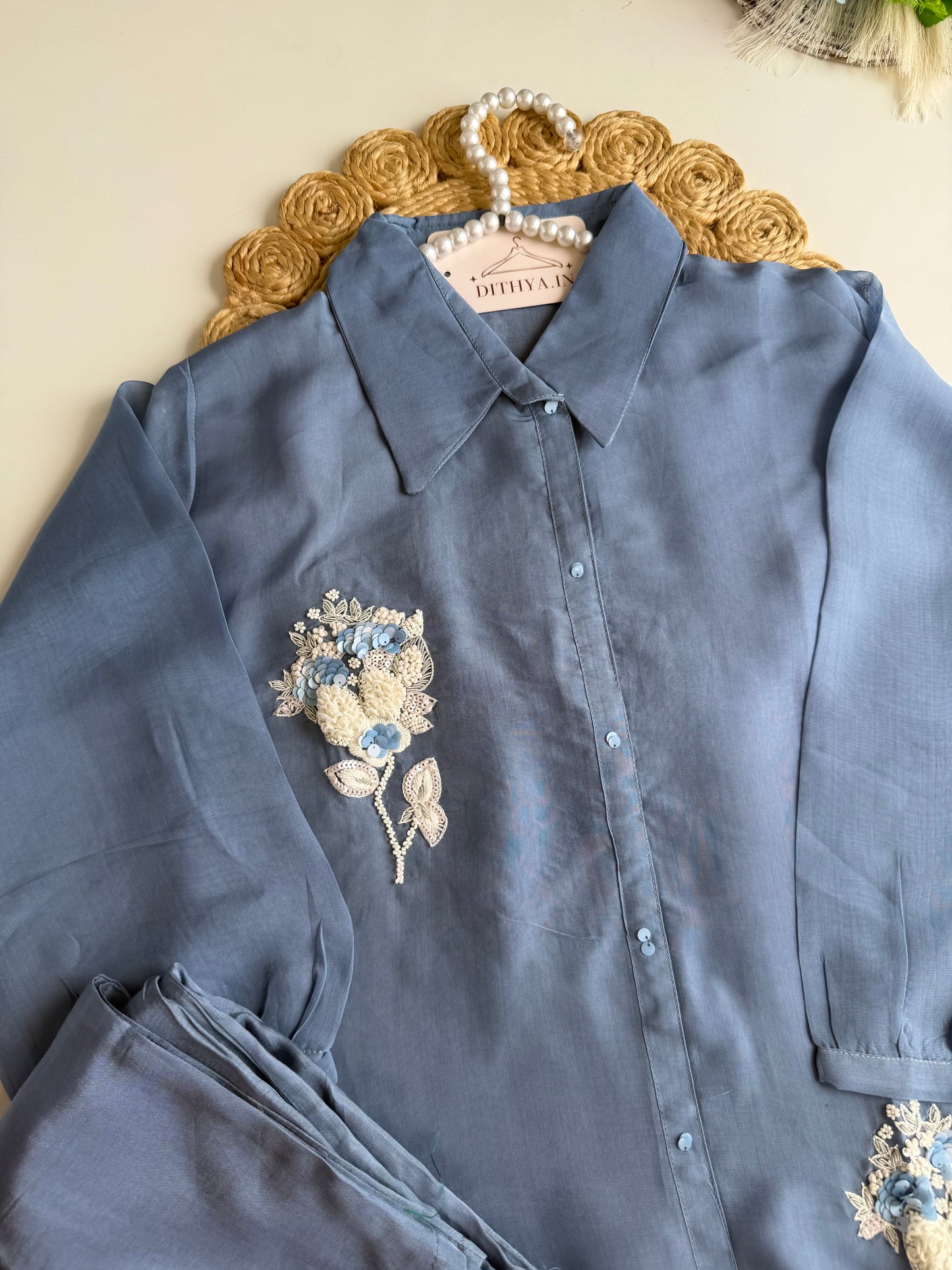 K247 - Pure viscose organza handwork coord set