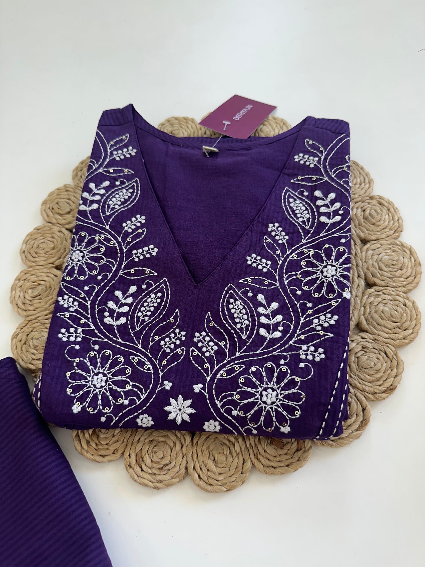 K042 - Cotton embroidered Kurti with pants in 2 colours