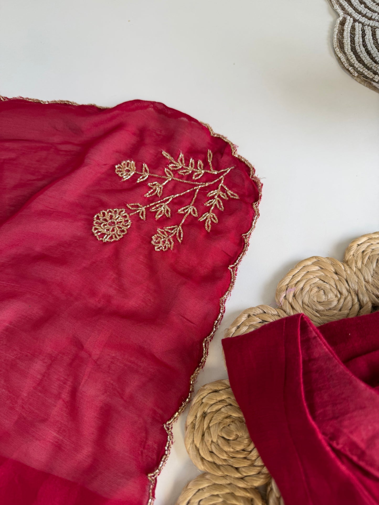 K557 - Mul chanderi handwork Anarkali with pants and dupatta
