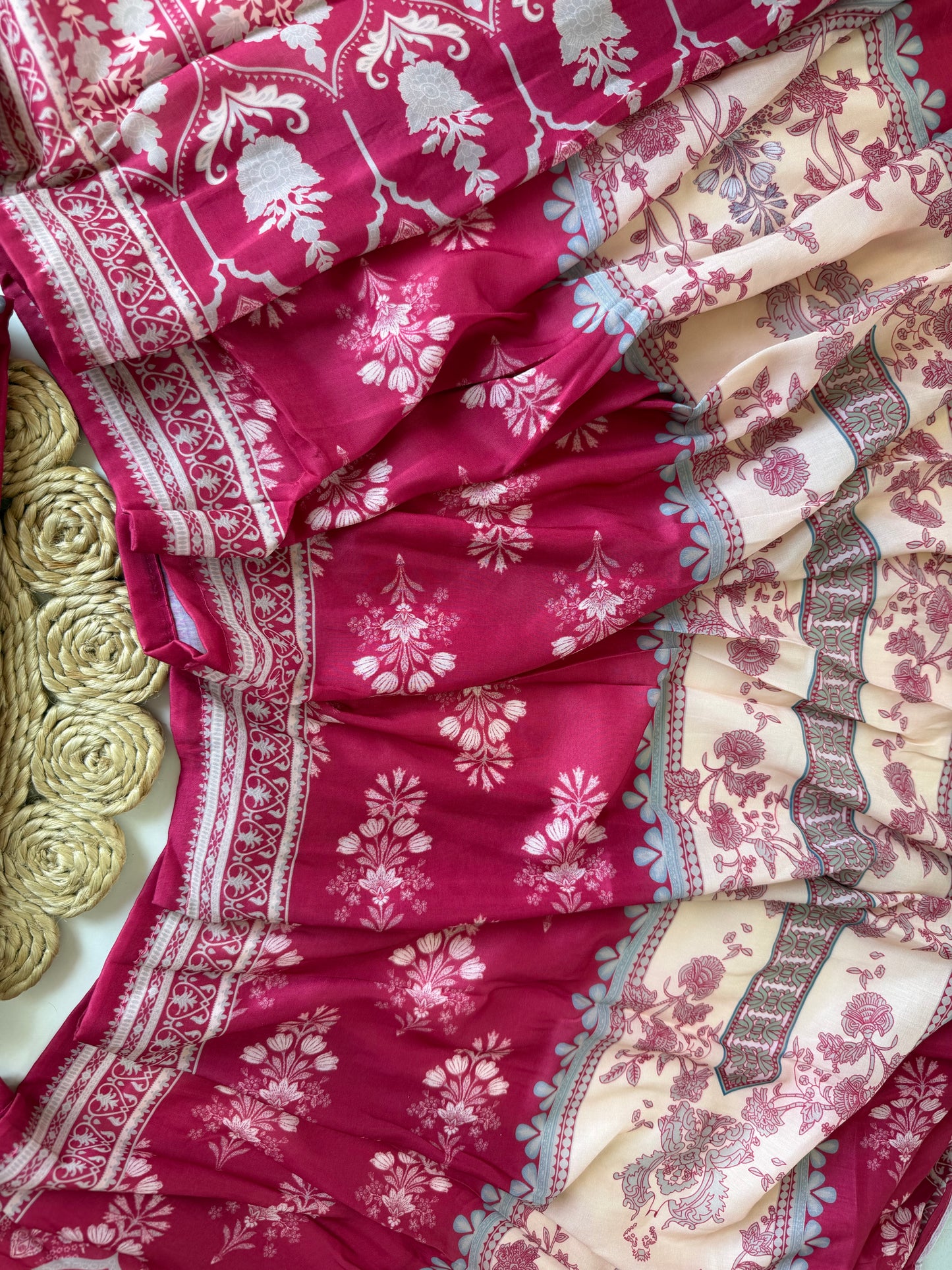 K517 - Rayon printed straight Kurti with pants and dupatta