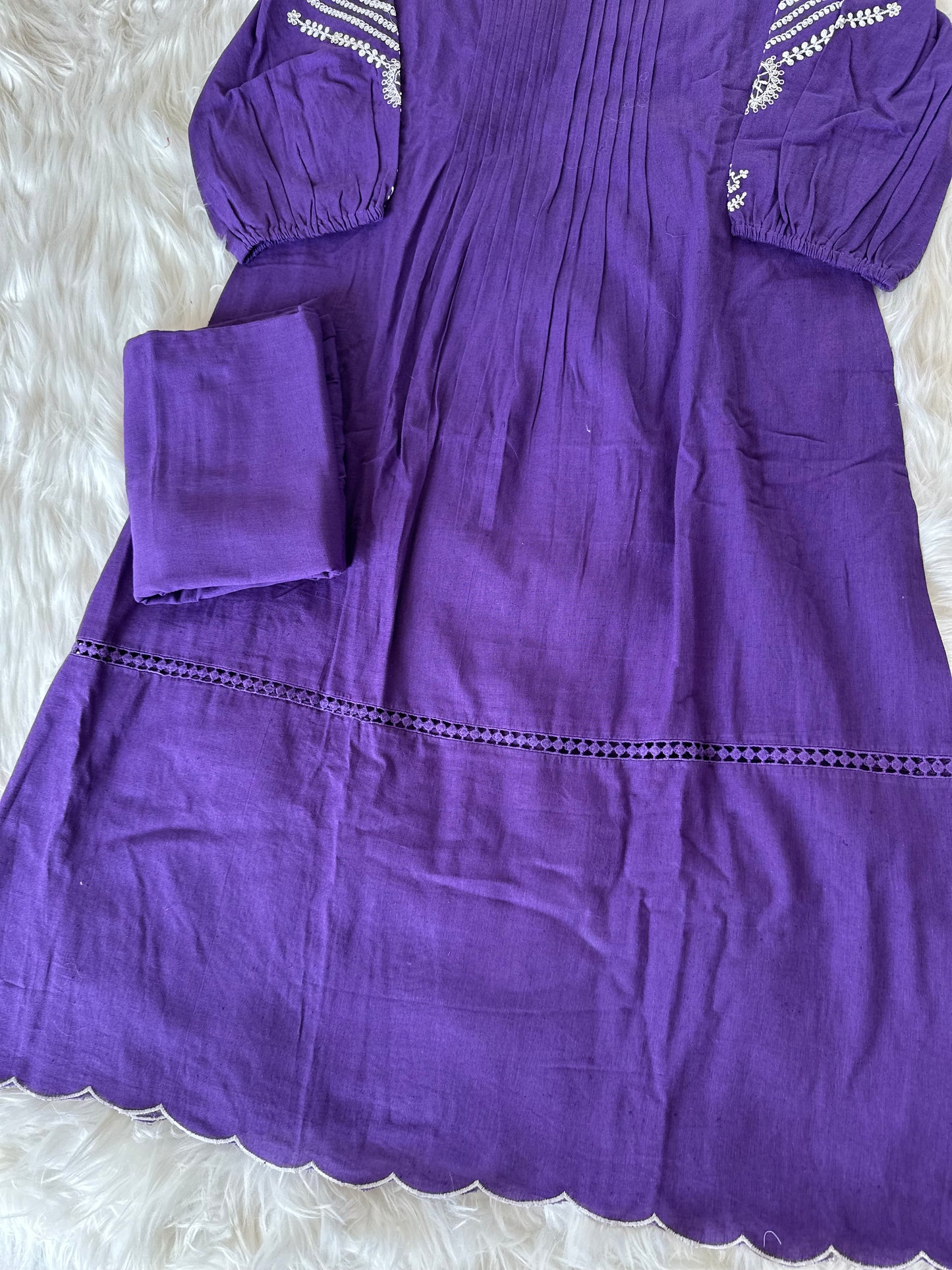 K289 - Cotton embroidered Aline Kurti with pants