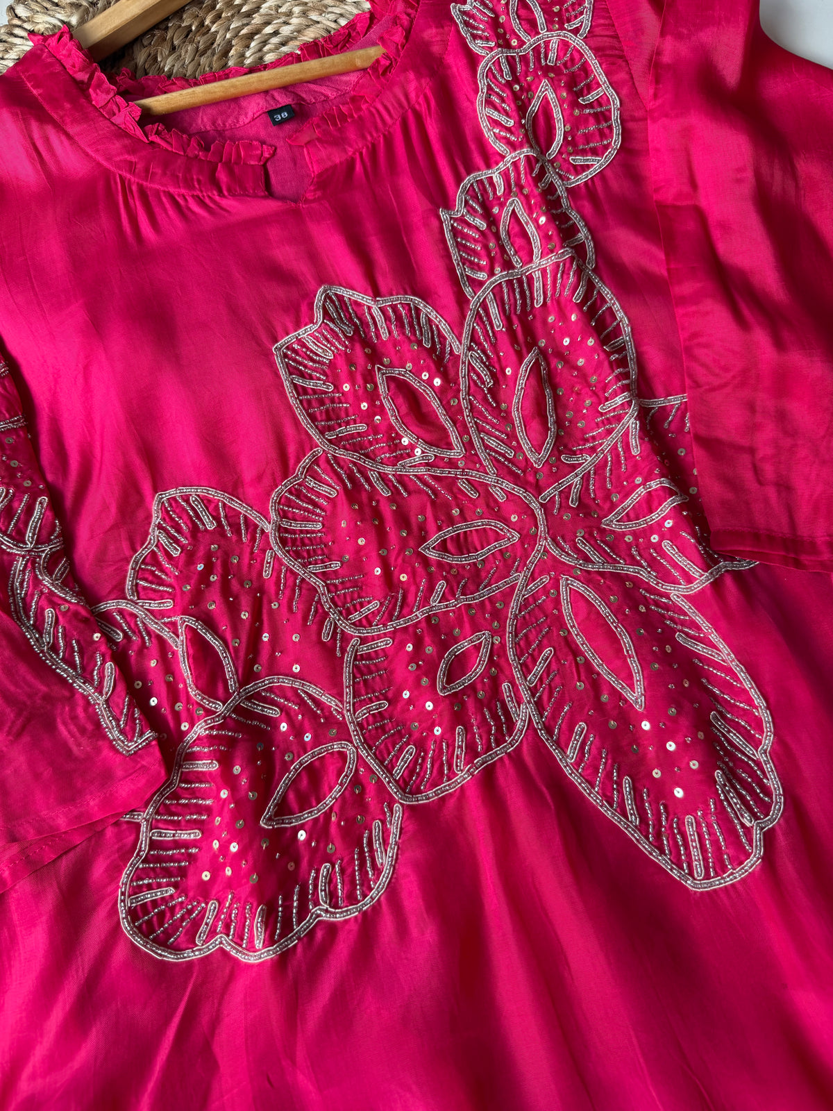 K531 - Pure crape handwork coord set in 2 colours