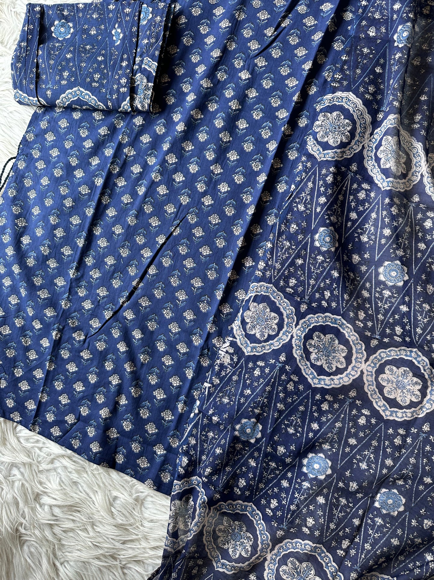 K062 - Cotton printed straight Kurti with pants and dupatta