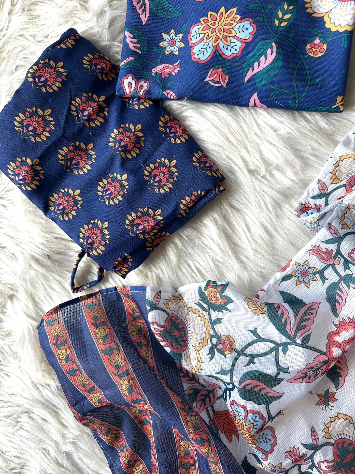 K258 - Rayon cotton Floral straight Kurti with pants and dupatta