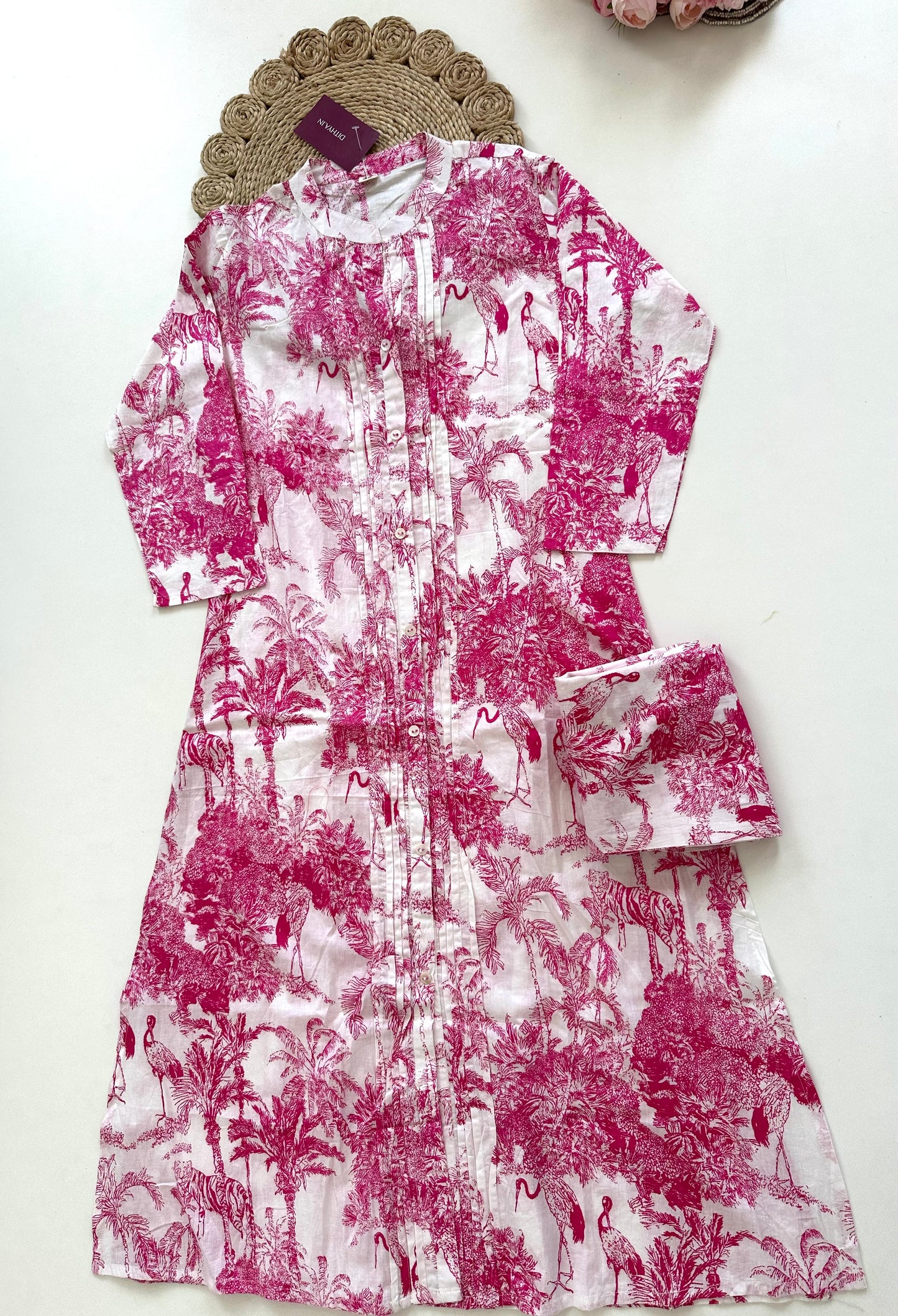 K325 - Cotton floral Aline Kurti with pants
