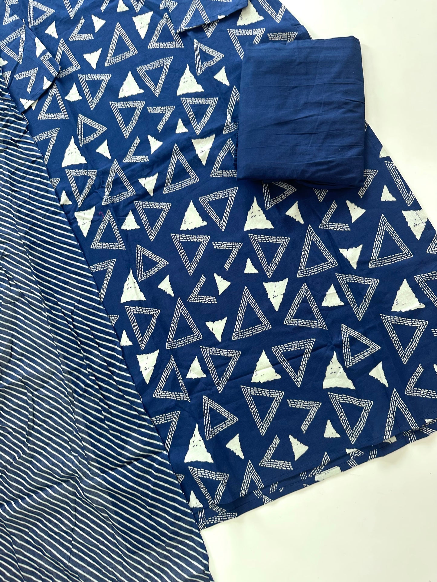 K101 - Cotton printed straight kurti with pants and dupatta.