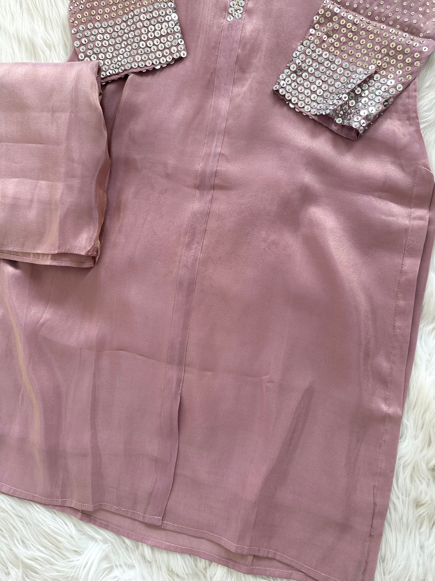 K133 - Tissue silk handwork coord set in 2 colours