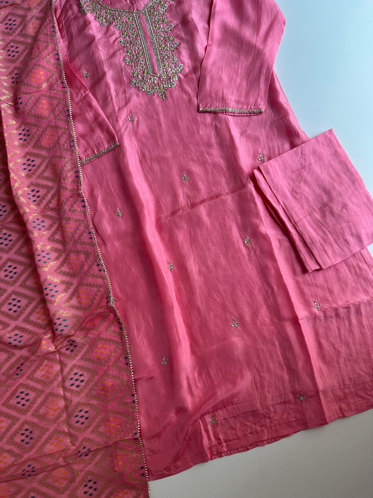 D248 - Dola silk straight kurti with Sharara and dupatta