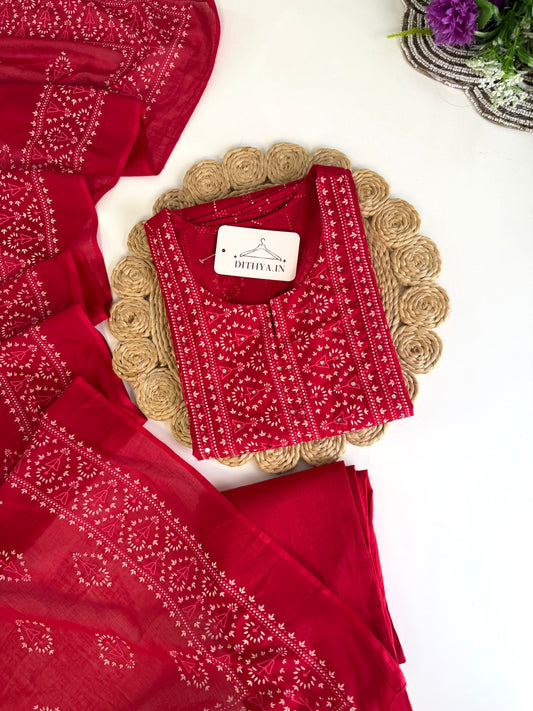 K550 - Mul cotton Straight Kurti with pants and dupatta