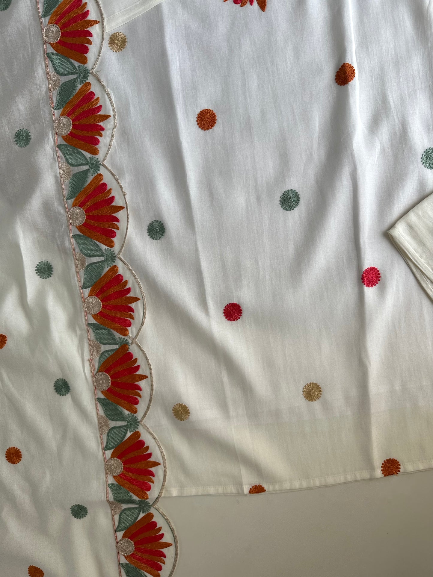 K491 - Roman silk embroidered straight Kurti with pants and dupatta