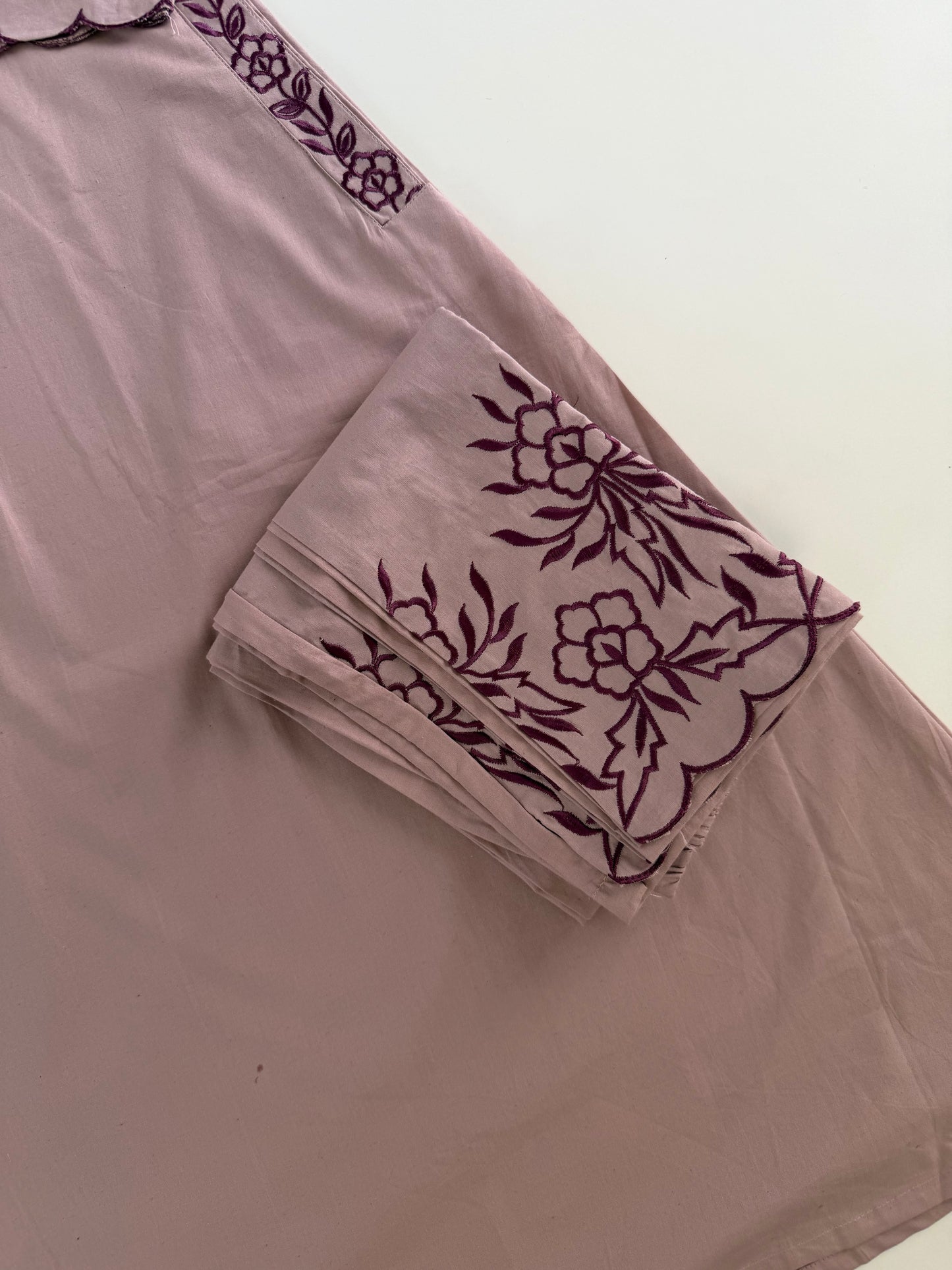 K442 - Cotton embroidered aline Kurti with pants and dupatta