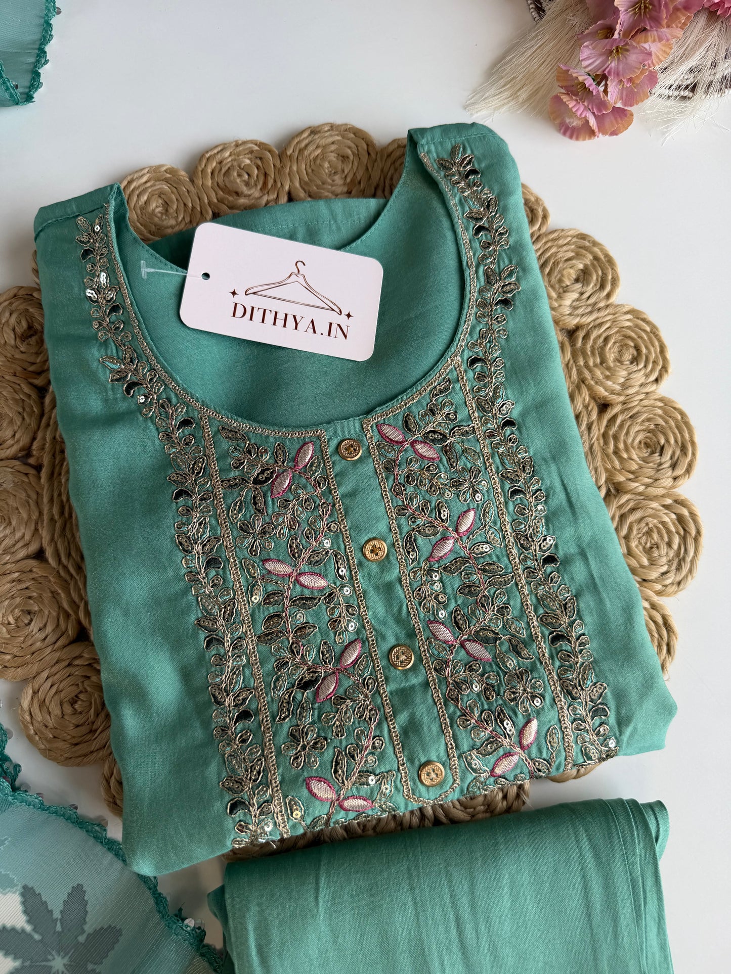K135 - Roman silk straight Kurti with pants and dupatta