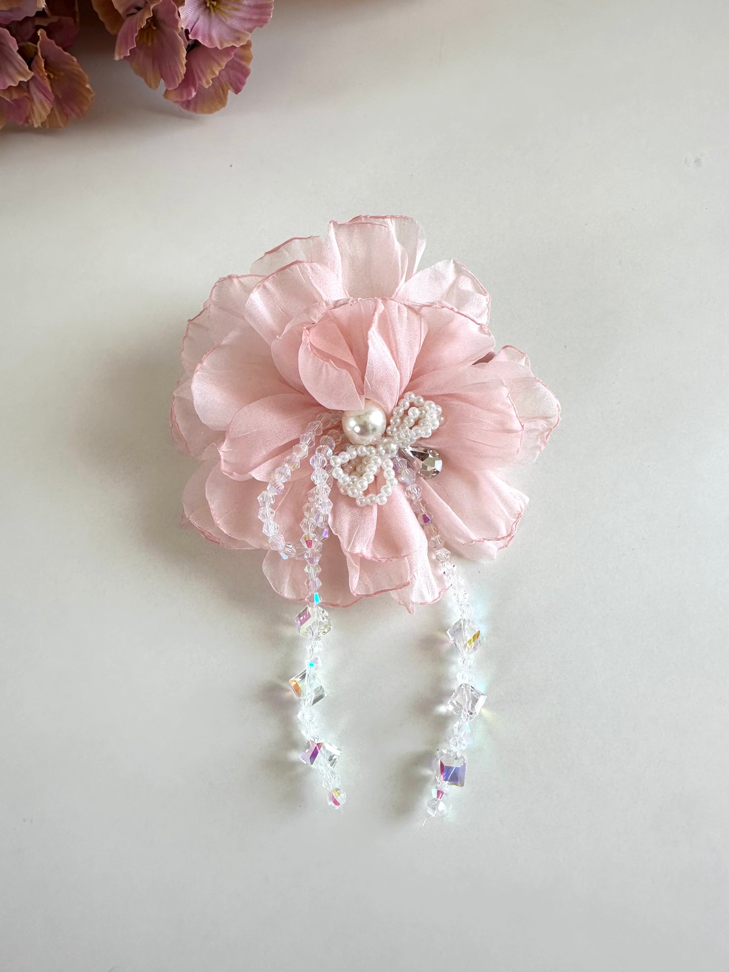 A015 - Fancy flower beaded hair clip (per piece)