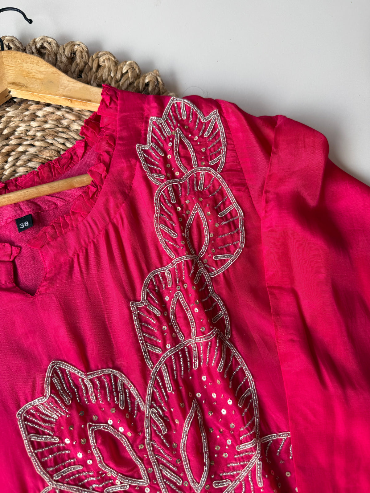 K531 - Pure crape handwork coord set in 2 colours