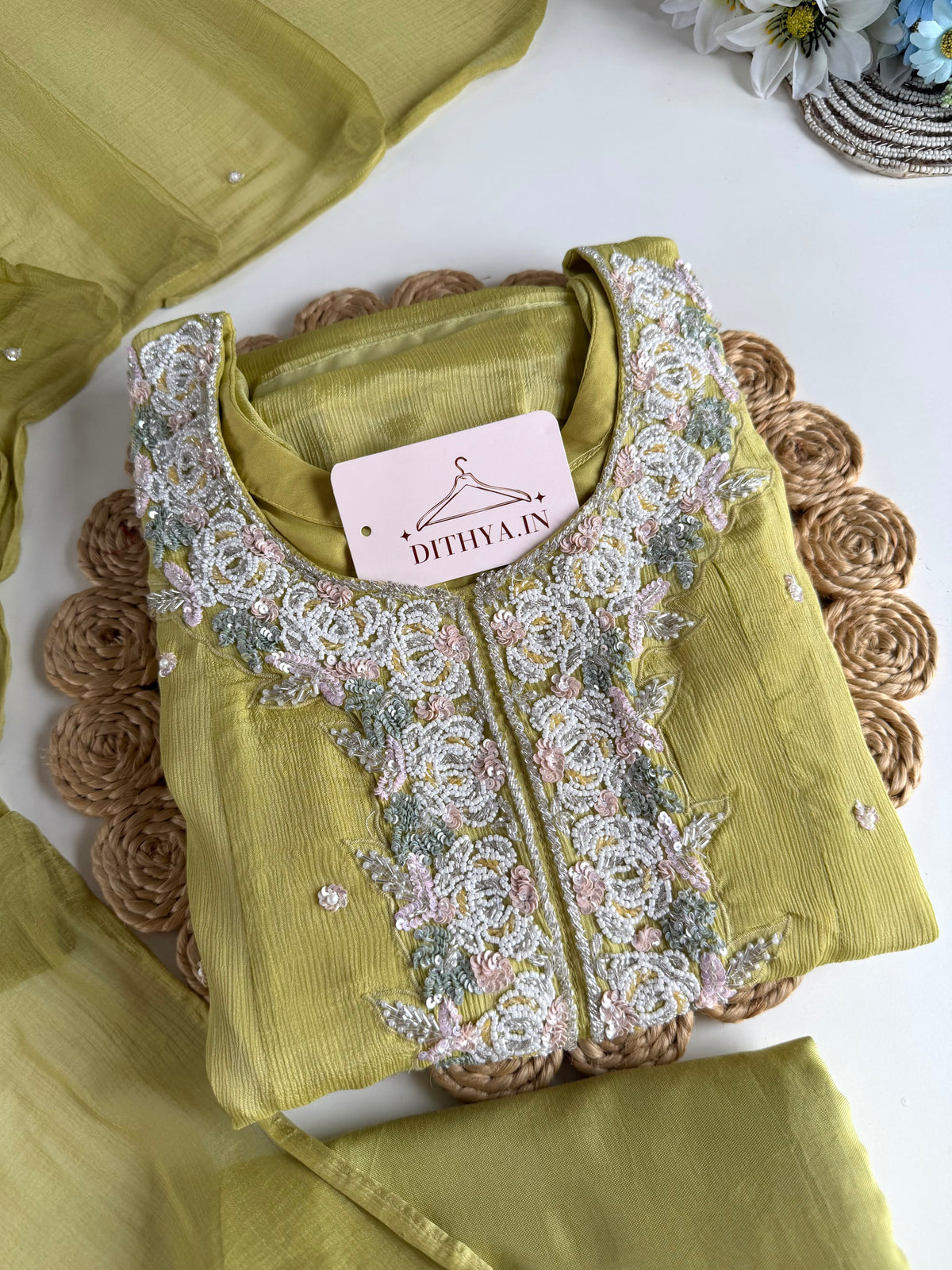K620 - Pure Chinnon handwork Anarkali with pants and dupatta