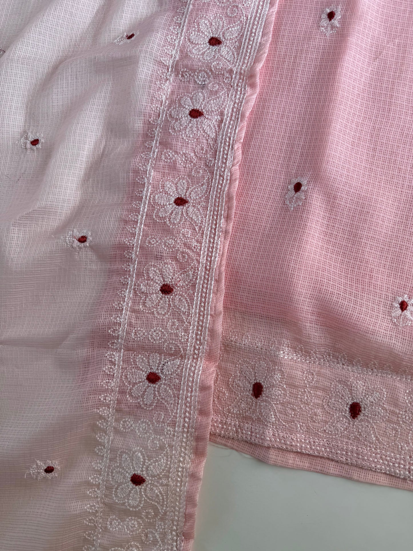 K545 - Kota doriya embroidered straight Kurti with pants and dupatta