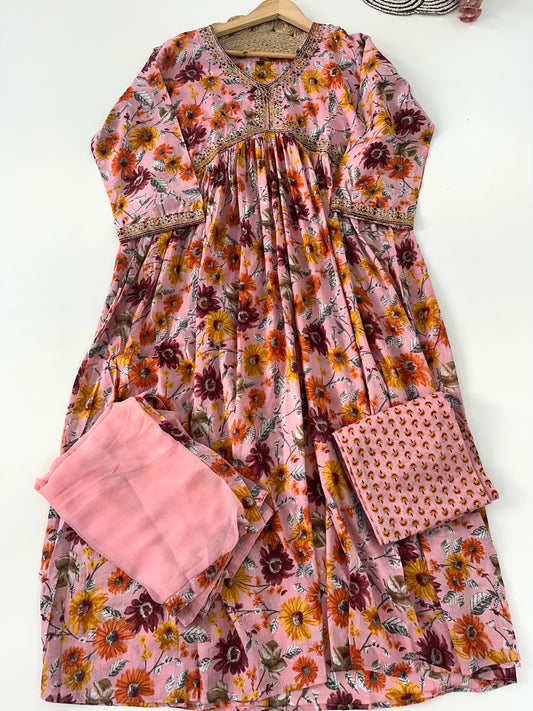 D165 - Chinnon Alia cut Anarkali with pants and dupatta