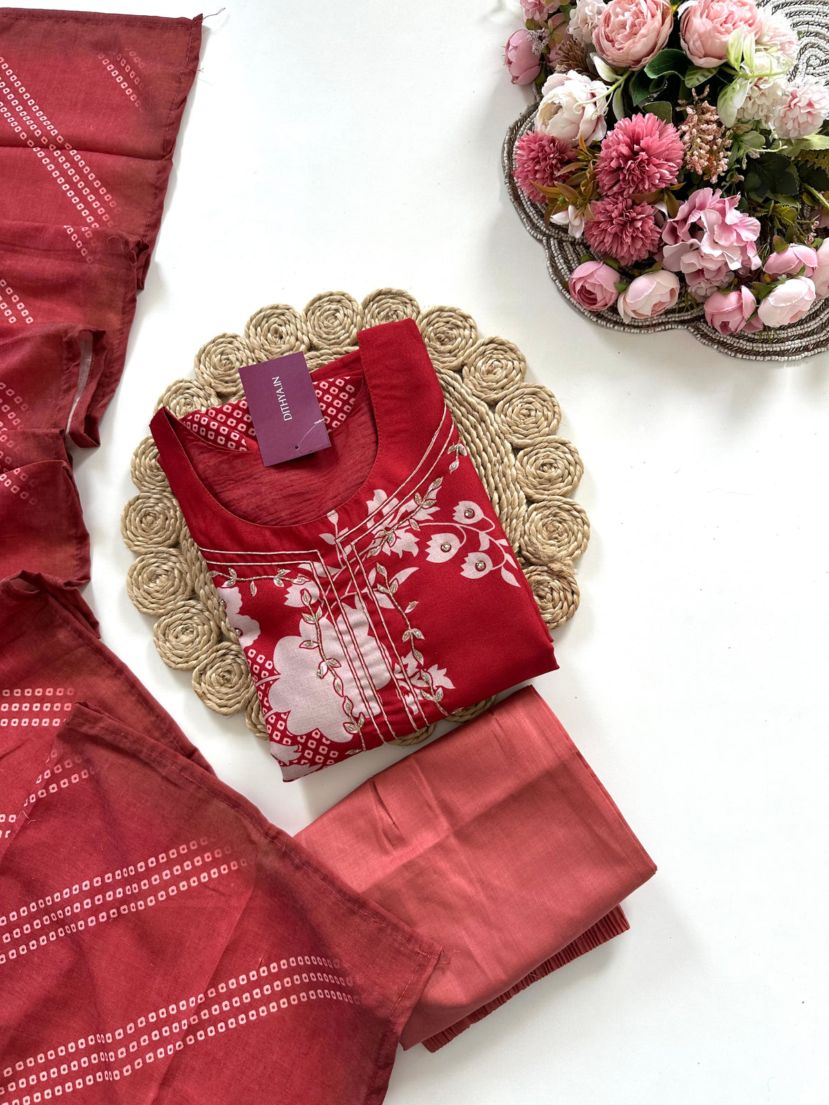 K320 - Roman silk straight Kurti with pants and dupatta