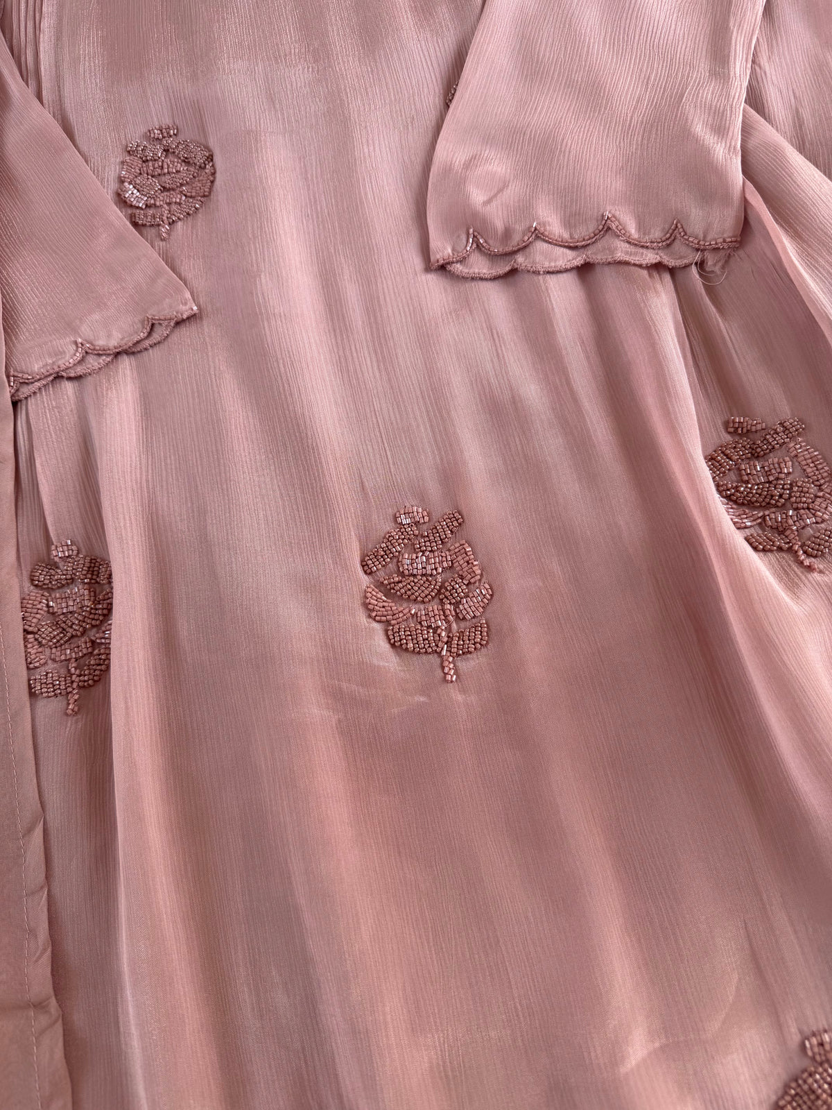 K104 - Pure Chinnon handwork short Kurti with divider pants and dupatta