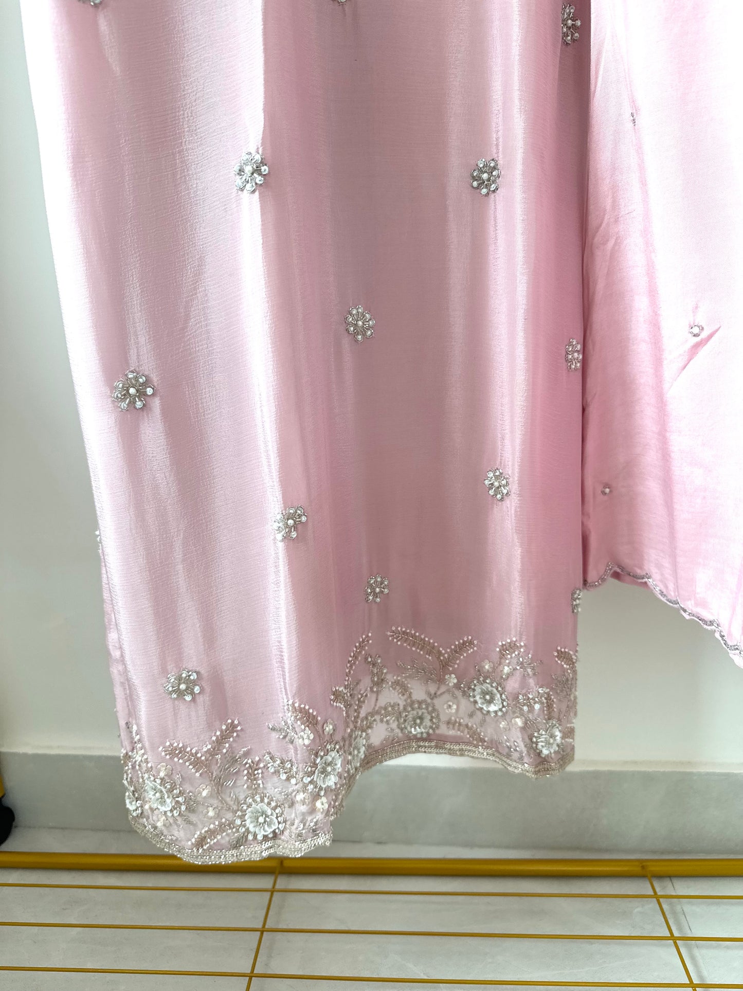 K346 - Chinnon handwork Kurti with palazzo and dupatta