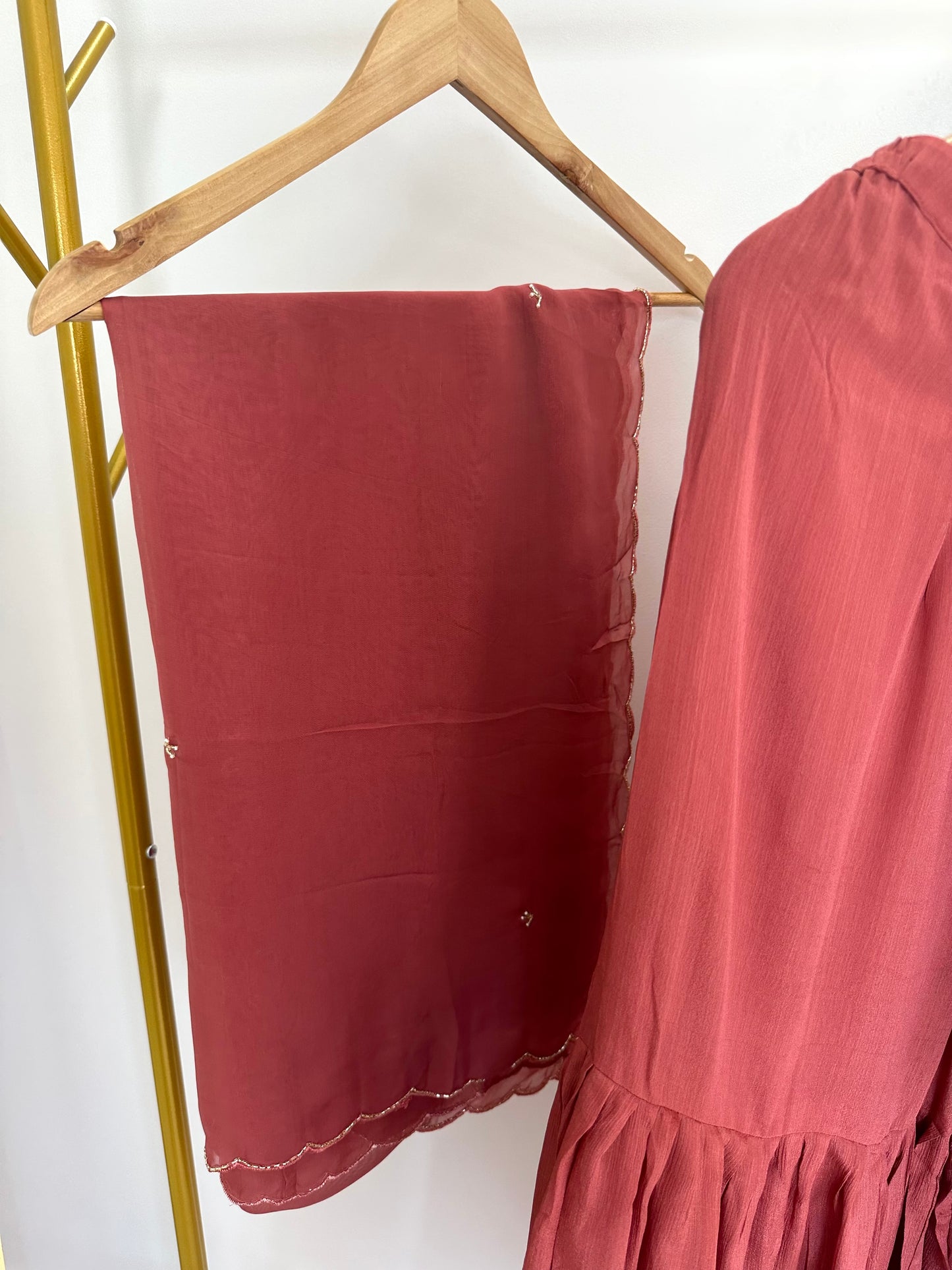 K358 - Russian silk handwork Short Kurti with sharara and dupatta