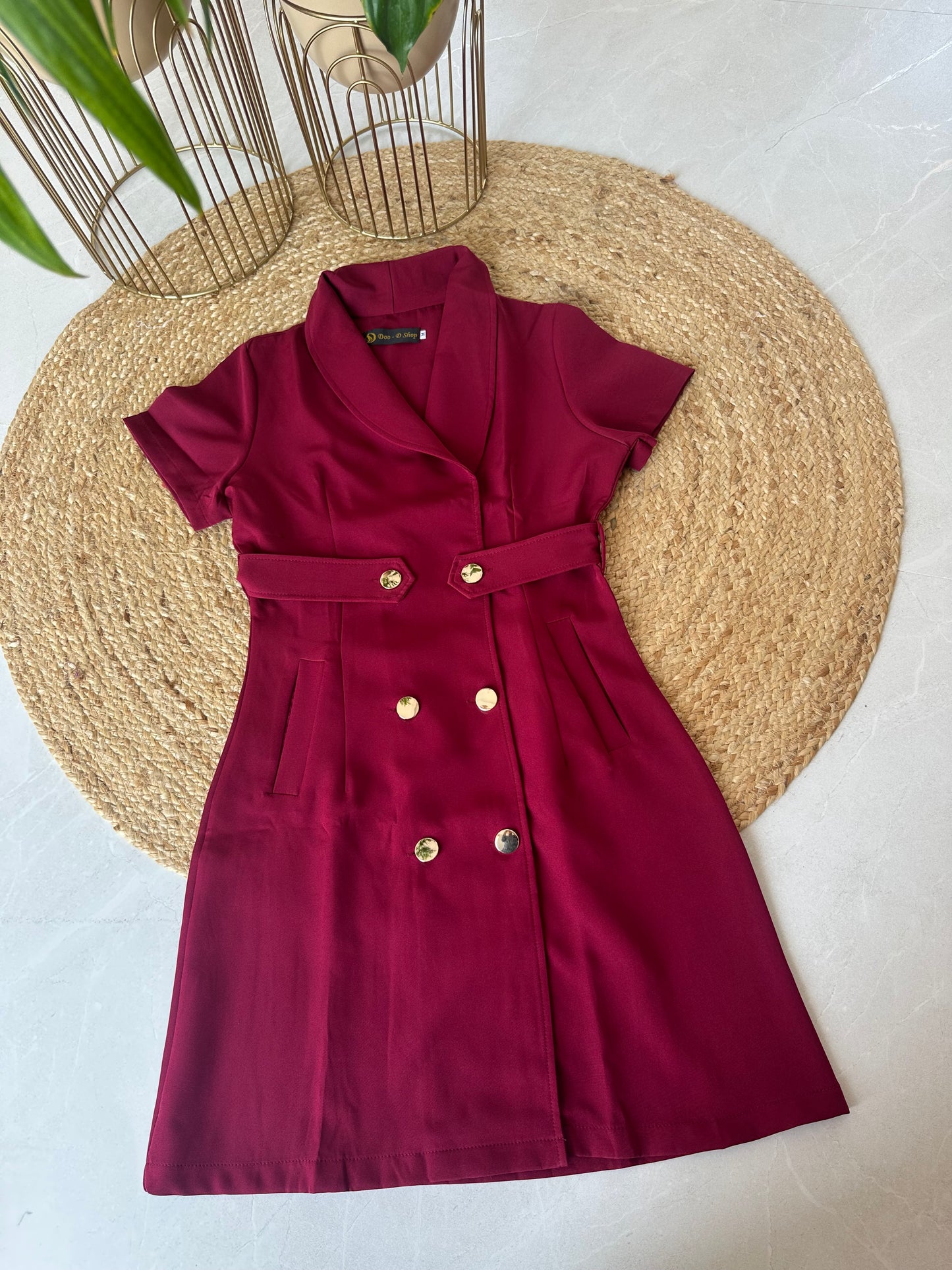 W008 - Blazer style short dress with belt in 3 colours .