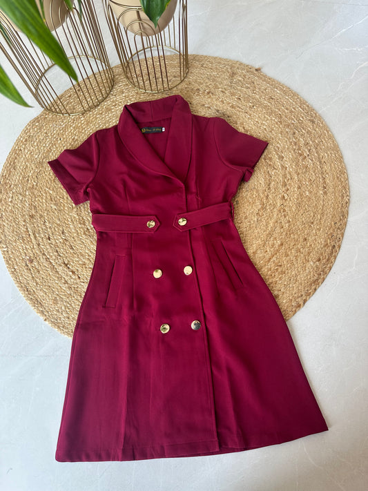 W008 - Blazer style short dress with belt in 3 colours
