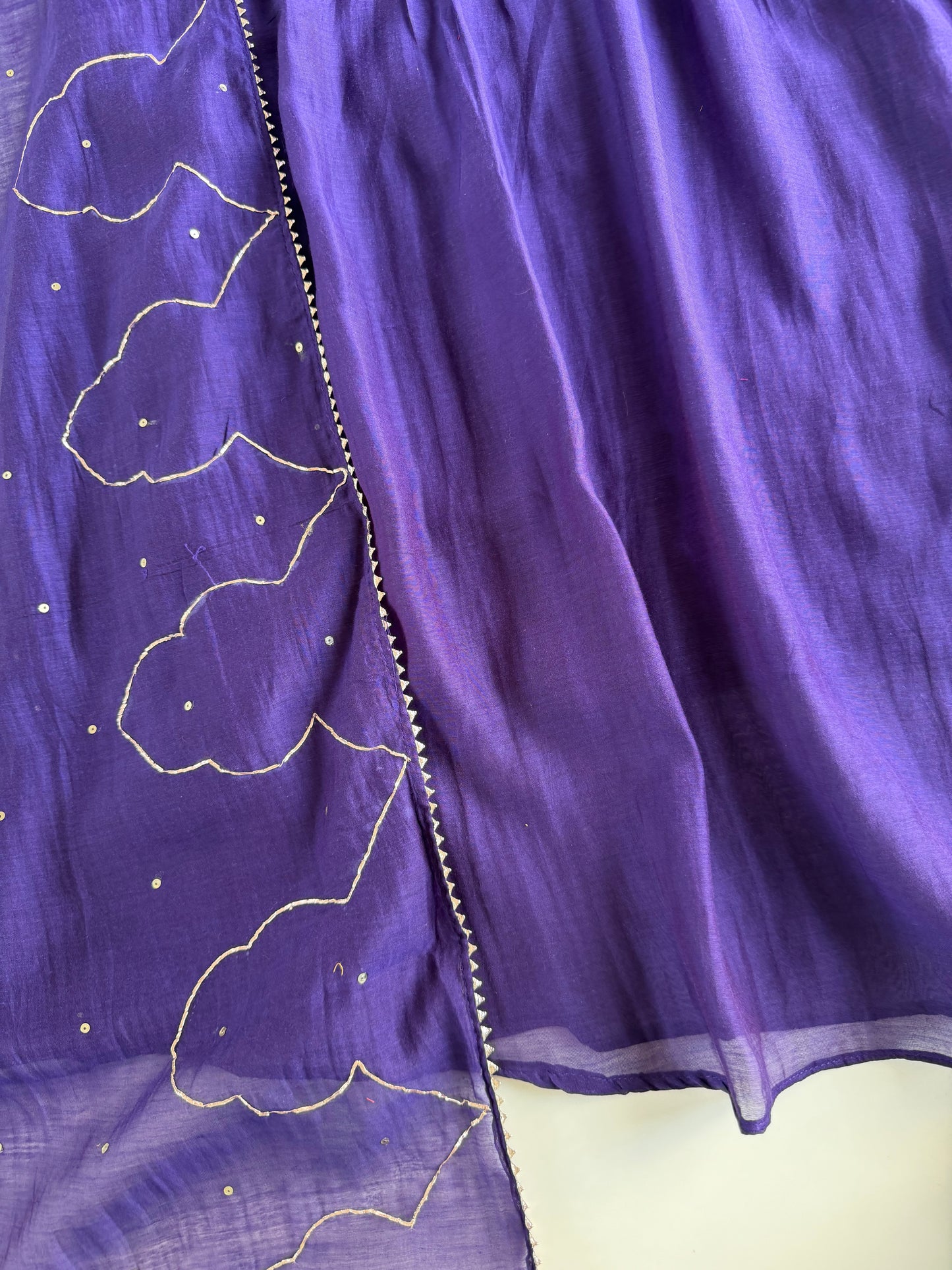 K082 - Mul chanderi handwork Anarkali with pants and dupatta