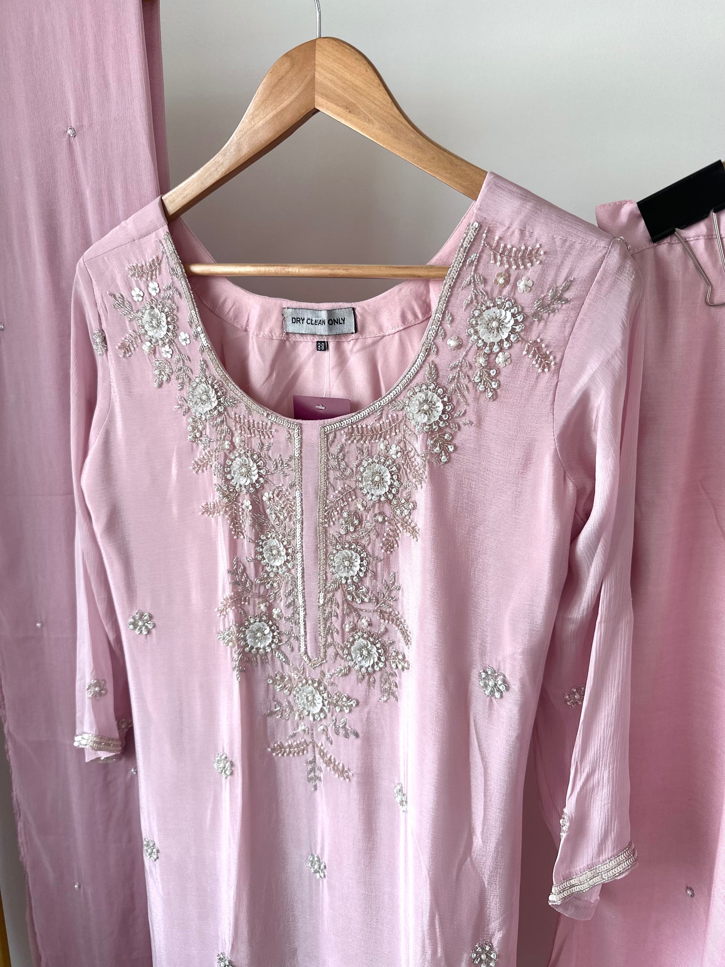 K346 - Chinnon handwork Kurti with palazzo and dupatta