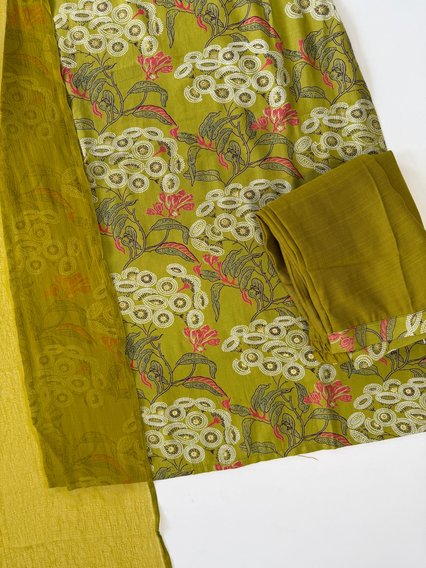 K539 - Roman silk embroidered straight Kurti with pants and dupatta
